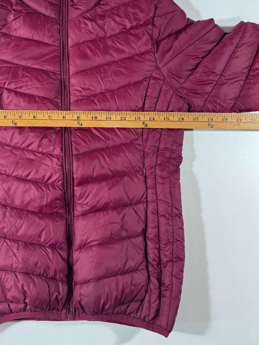 Lucas Lightweight Hooded Puffer Jacket Burgundy Plum Zip Coat Size Small - Picture 4 of 10